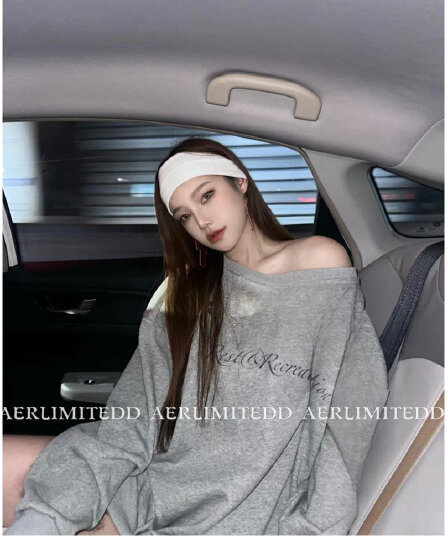 가을 겨울철 아메리칸 레트로 핫걸 비스듬한 어깨 프린트 루즈핏 프린트 후드티
