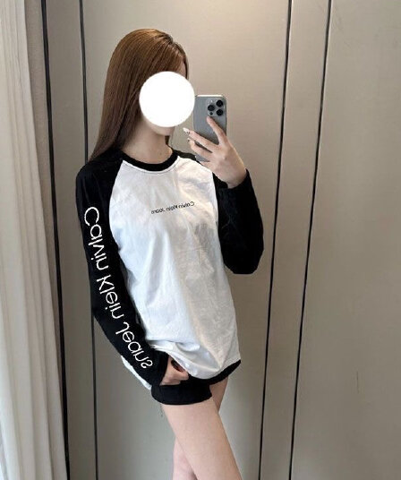 높은 품질 긴팔 패치워크 색상 프린트 220 그램 순면 빗질하다 닫기 새로운 루즈핏 긴팔 티셔츠