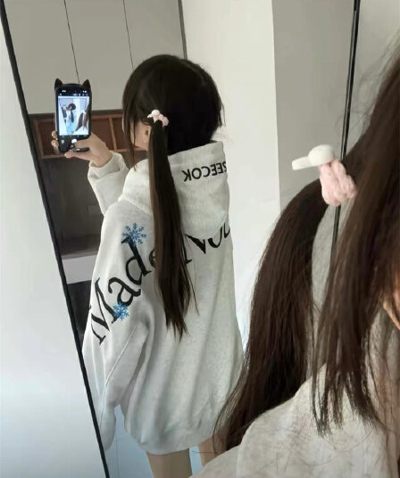 얇은 스타일 털이 있는 원본 자수 순수한 Mianhua 면 복합 후드 티 스웨터 여성