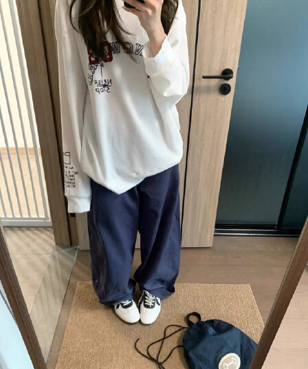 65 35 후아 남편 그리드 250그램 긴팔 티셔츠 여성