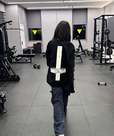 높은 품질 순면 200그램 21 빗질하다 정밀 프린트 가을 루즈핏 긴팔 티셔츠 여성
