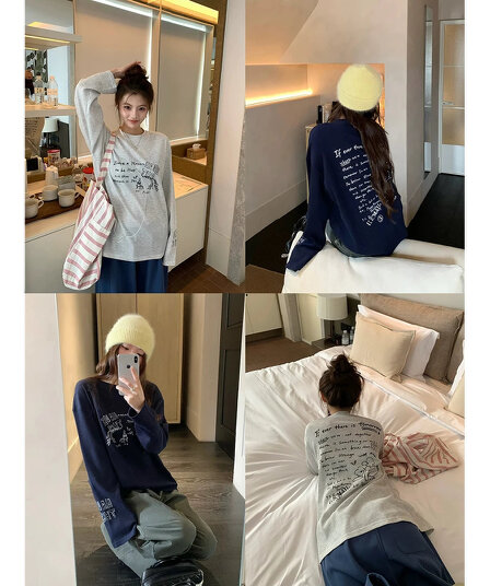 65 35 후아 남편 그리드 250그램 긴팔 티셔츠 남녀