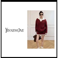 批发大蟲家翻领两件套 设计师款韩版慵懒风撞色厚款毛衣+<b class='q'>短</b>裙