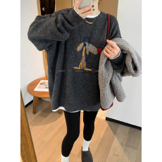 批发<b class='q'>孕妇装</b>费尔岛毛衣女秋冬加厚外穿圆领套头宽松显瘦<b class='q'>百搭</b>针织衫上衣