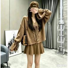 批发秋冬新款韩版宽松慵懒风毛衣孕妈妈<b class='q'>时尚</b>套装裤腰松紧可调节