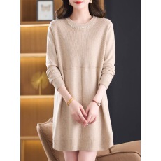批发羊毛针织连衣裙女秋冬<b class='q'>大码</b>遮肚中长款毛衣裙<b class='q'>中年</b>妈妈打底裙配大衣