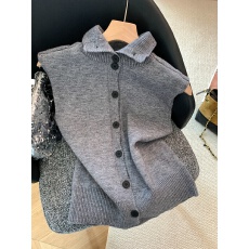 实拍半高领宽松慵懒风毛衣背心马甲今年流行上衣加厚女装新款马夹