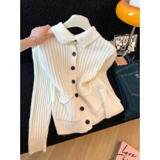 批发实拍韩系学院风气质减龄单排扣高领设计感修身显瘦百搭针织毛衣女