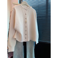 批发实拍软糯慵懒风重工钉珠毛衣外套<b class='q'>女</b>秋冬新款蕾丝拼接针织开衫上衣