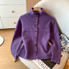 批发实拍肌理感半高领针织衫开衫女秋冬新款韩系百搭<b class='q'>宽松</b>插肩袖<b class='q'>毛衣</b>潮