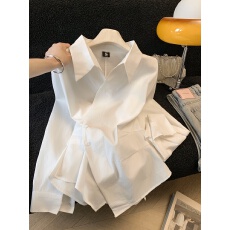 批发实拍<b class='q'>设计</b>感不规则收腰显瘦条纹长袖衬衫女秋季新款气质polo上衣潮