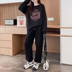 批发<b class='q'>可爱</b>百搭薄款运动套装女秋季新款韩版休闲宽松网红长袖长裤两件套