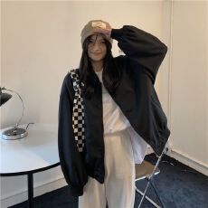 批发26新春韩国chic百搭薄款复古立领休闲宽松棒球服工装