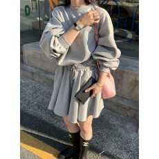 批发<b class='q'>韩国</b>chic春秋复古甜美刺绣字母印花长袖<b class='q'>卫衣</b>+百搭半身裙裤裙套装