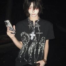 批发春秋季新款polo领亚文化暗黑系<b class='q'>条纹</b>长袖<b class='q'>t</b><b class='q'>恤</b>女美式y2k复古酷辣上衣