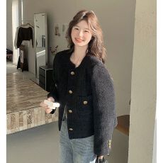 批发黑色法式小香风外套女2026<b class='q'>春秋</b>新款高级感超好看名媛气质短款上衣