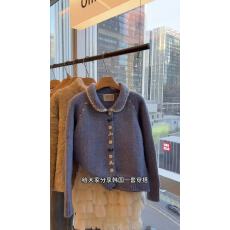 批发2026秋冬新款韩系甜美风翻领蝴蝶结系扣蓝色针织开衫蛋糕半身裙