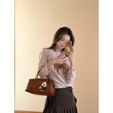 批发2026早春新款设计感假两件长袖T恤女趣味小马手绘印花上衣半身裙