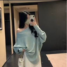 批发2025新款<b class='q'>韩版</b>大码宽松减龄蝙蝠袖针织衫女秋冬软糯慵懒感百搭上衣