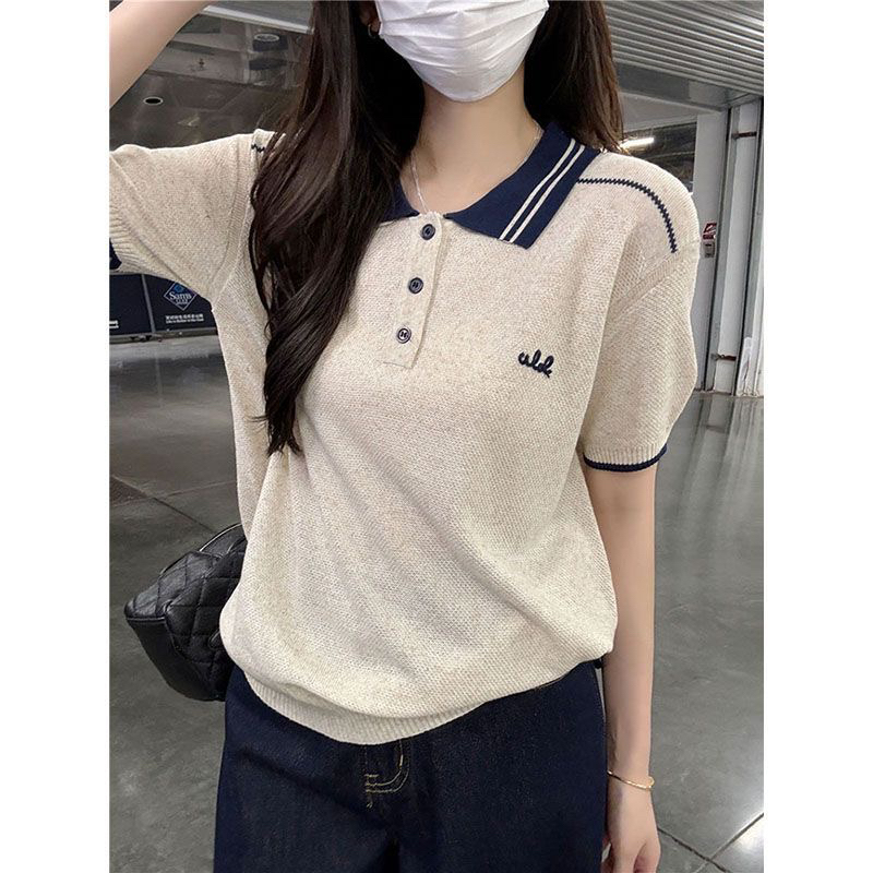 일본식 한 부서 니트 스웨터 여성 2026 여름 새로운 몸매 가꾸기 슬림해 보이는 다용도 POLO 칼라 패션 고급 센스 맨위