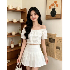 批发巨好看的夏日上衣<b class='q'>女</b>独特绝美甜辣一字肩露脐短袖t恤小衫