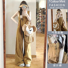 批发2026春装新款<b class='q'>孕妇</b><b class='q'>背带</b>牛仔裤显瘦蕾丝打底衫宽松阔腿裤套装