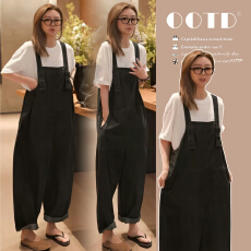 現货2026夏新款马老板MZX松弛减龄可调节肩带薄款孕妇牛仔背带裤