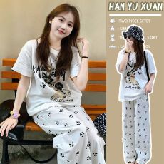 孕妇装休闲百搭套装2026夏季韩版慵懒宽松短袖长裤纯棉两件套