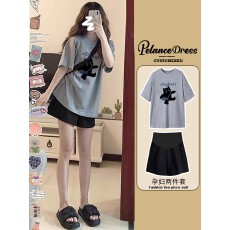 批发<b class='q'>孕妇装</b>夏季2026新款短袖<b class='q'>t</b><b class='q'>恤</b>气质减龄遮肚短裤套装孕期穿搭两件套