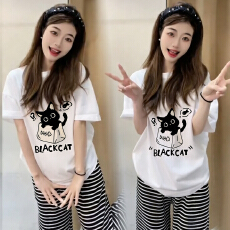 批发孕妇<b class='q'>装</b>休闲居家套<b class='q'>装</b>2026夏季慵懒宽松可外穿短袖条纹长<b class='q'>裤</b>两件套