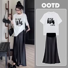 批发<b class='q'>孕妇</b><b class='q'>套装</b>夏季新款纯棉印花<b class='q'>T</b><b class='q'>恤</b>+托腹可调节醋酸缎面半身裙鱼尾裙