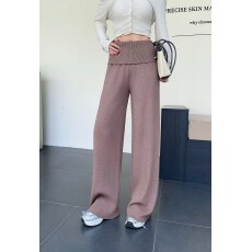 批发高腰针织阔腿裤女2026秋<b class='q'>冬</b>季新款宽松显瘦百搭直筒毛线休闲长裤子