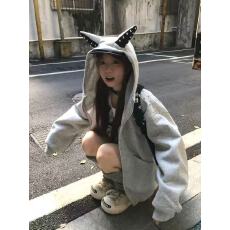 批发这件超酷【立体杜宾犬】甜酷风可爱连帽加绒卫衣INS秋冬<b class='q'>韩版</b>外套