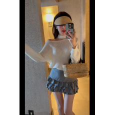 批发针织上衣长袖镂空百搭时尚款