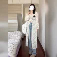 批发镂空防晒罩衫薄款女度假风吊带外搭披肩中<b class='q'>长款</b><b class='q'>针织</b><b class='q'>开衫</b>夏