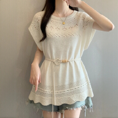 批发针织上衣短袖薄款夏季百搭时尚款