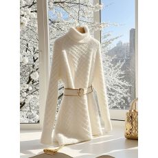 批发韩国早春冷淡<b class='q'>系</b>独特别致裙子小个子法式气质小香风高领针织连衣裙