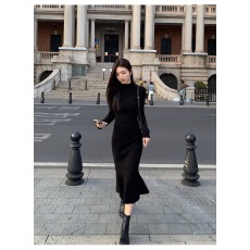 批发韩国气质女神范半高领针织<b class='q'>毛衣</b>连衣裙女春OL气质鱼尾裙内搭打底裙