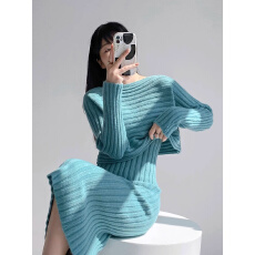 批发韩国针织毛衣套装两件套<b class='q'>连衣裙</b>女秋冬气质名媛<b class='q'>OL</b>温柔慵懒风中长款