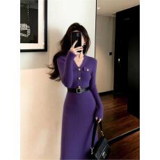 批发韩国气质名媛高端女神范不撞款高级感绝美显白针织毛衣连衣裙秋冬