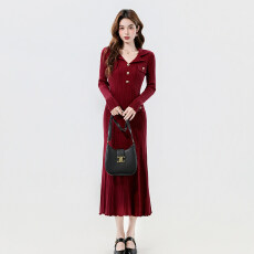 批发韩国2026春款高级弹力针织打底<b class='q'>连衣裙</b>女收腰显瘦别致漂亮毛衣长裙