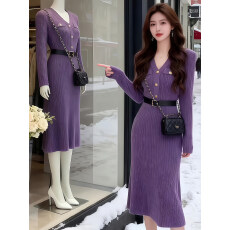 韩国欧货重磅早春季新款气质针织连衣裙高级感穿搭漂亮上衣女装潮