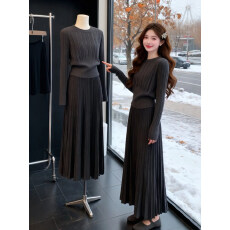 批发<b class='q'>韩国</b>慵懒风超好看针织衫半身裙两件套装减龄一整套ootd穿搭26冬季