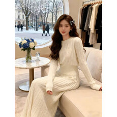 批发韩国针织半身裙子套装女巨好看打底连衣裙套装2026新款毛衣长裙春