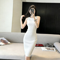 批发韩国巴尔曼轻奢高级感冰丝针织连衣裙夏小个子纯欲辣妹<b class='q'>夜店</b>心机OL