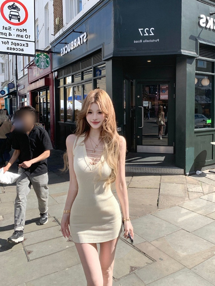 한국 품격 얼음 실크 여성 드레스 여름 유럽과 미국 작은 키 심장 기계 나이트 클럽 순수한 욕망 섹시함 핫걸 ol 타이트 스커트