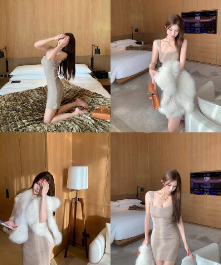 이른 가을 한국 품격 명문 여성 니트 드레스 가을 겨울 작은 키 심장 기계 나이트 클럽 던져 자매 달콤한 매운맛 바람 타이트 스커트