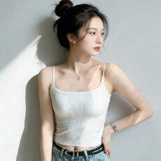 批发冰丝小吊带背心女夏外穿带胸垫美背<b class='q'>文胸</b>一体内搭打底美式瑜伽上衣
