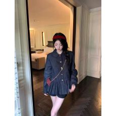 批发dorydory小圆领花苞修身深蓝色水洗<b class='q'>牛仔</b>外套早秋超好看减龄短外套