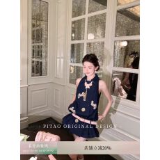 批发杜屁屁桃原创「假日马德里2.0」新中式国风刺绣牛仔显瘦连衣裙女